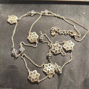 Elegant Brighton Silver Snowflake & Rhinestone Necklace